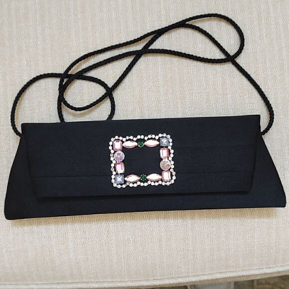 Jessica McClintock Black Jeweled Evening Shoulder Bag - Picture 10 of 10